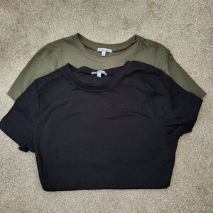 2 Charlotte Russe Bodysuits Womens Green Black Short Sleeve Crew Neck Size Large